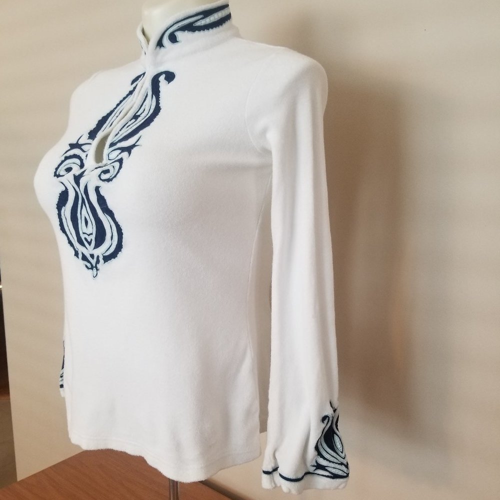 TORY BURCH Terry Cloth Embroidered Top Size XS - Picture 4 of 11